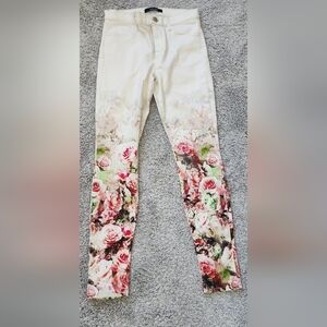 J Brand $160 Skinny Jeans Size 29 White Floral Pattern